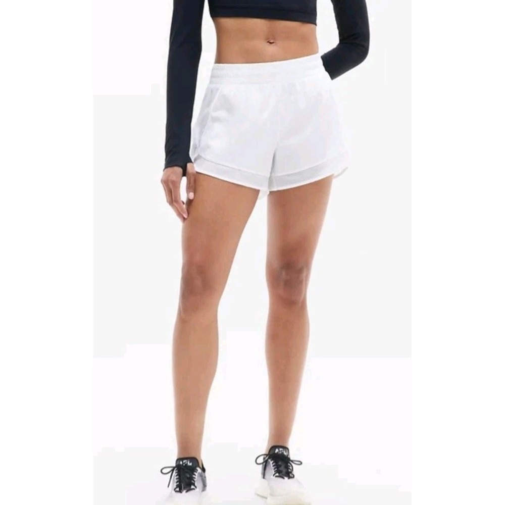 Athleta Racer Run Shorts 2X White Mesh Lined 4 Inch Athletic Running NWOT